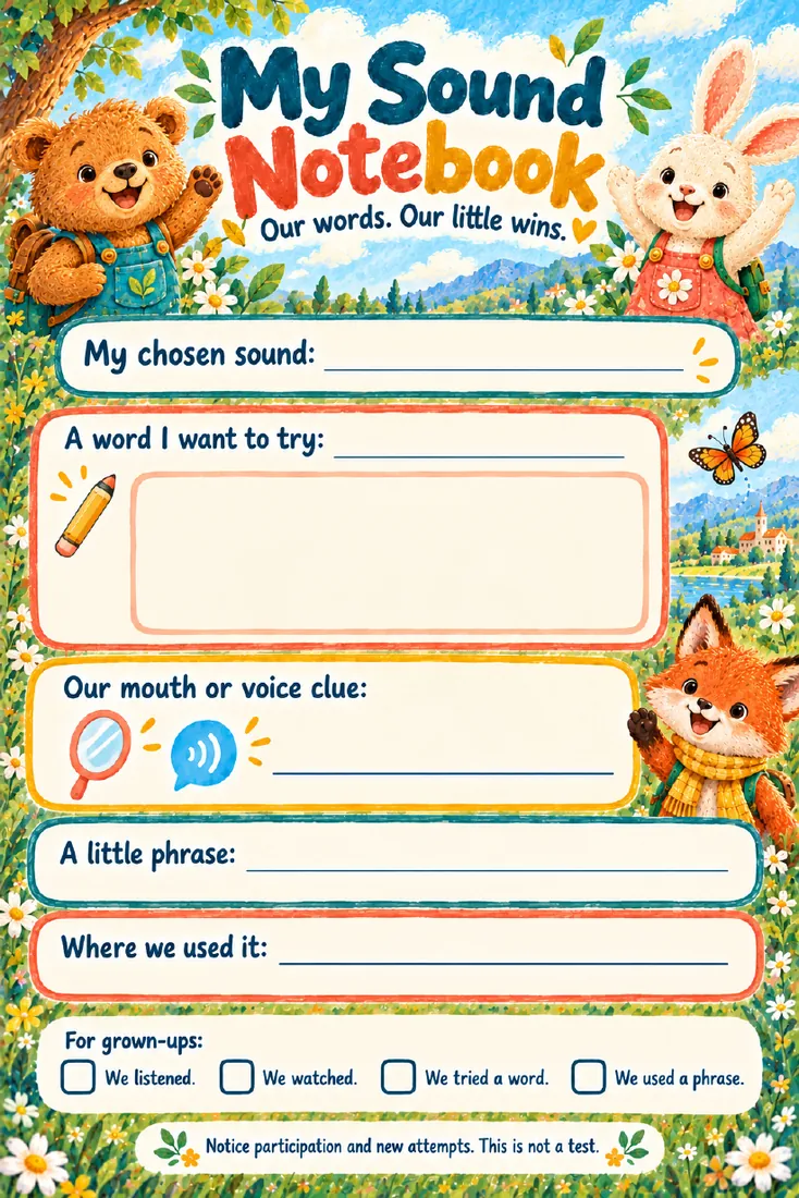 My Sound Notebook fill-in page